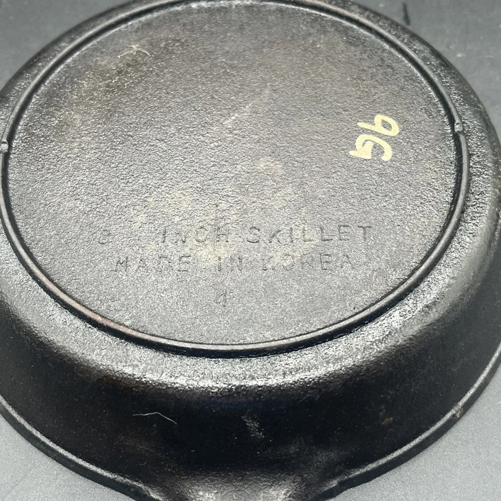 Vintage 8 Inch Cast Iron Skillet Smooth Bottom Made In Korea Number 4